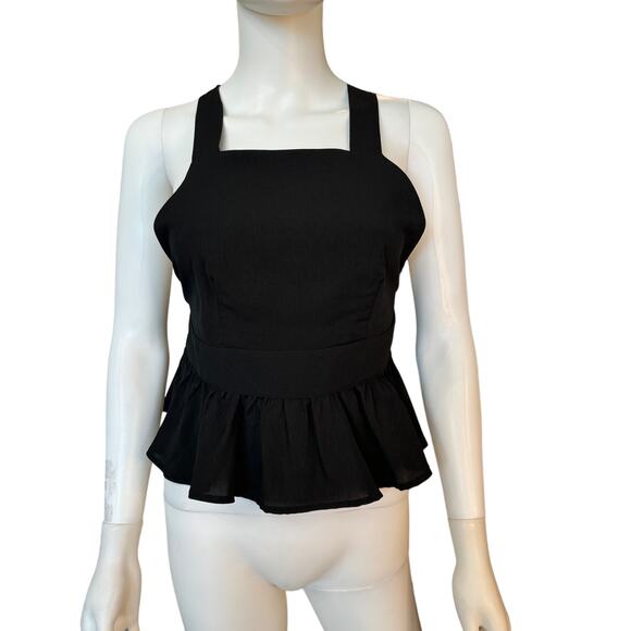 New ~ URBAN OUTFITTERS ~ Cross Back Wrap Peplum Tank ~ Size SP ~ Black ADORBS - Picture 1 of 5